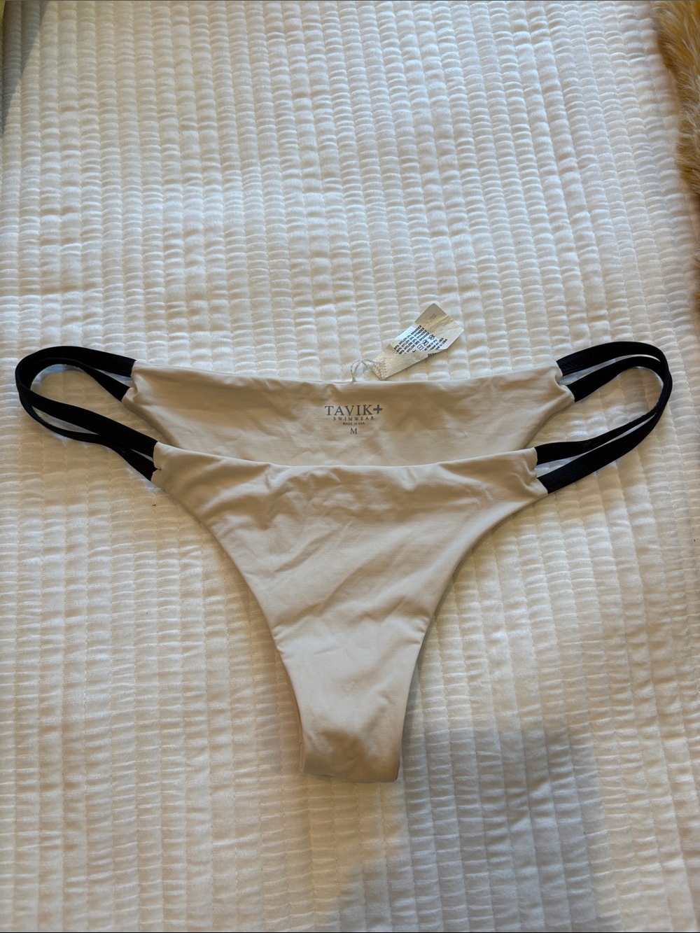 Tavik Beige Bikini Bottoms with Black Double Straps